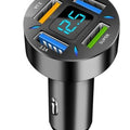 4-in-1 Car Charger | Fast Charging with Retractable Cables & Volt Display