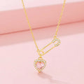 Rhinestone Heart Pin Necklace